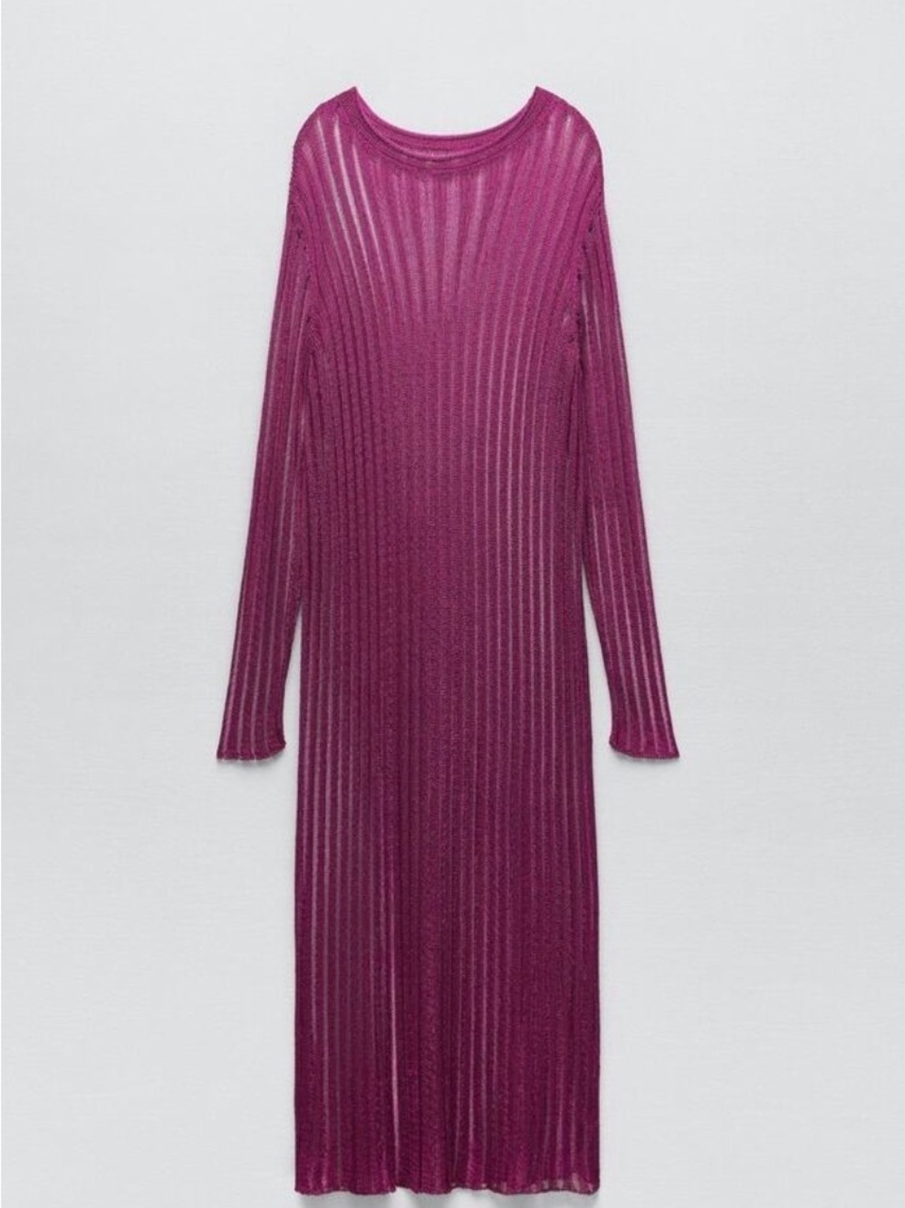 Zara Long Sleeve Mesh Dress / Cover Up in Metallic Magenta - WORN ONCE